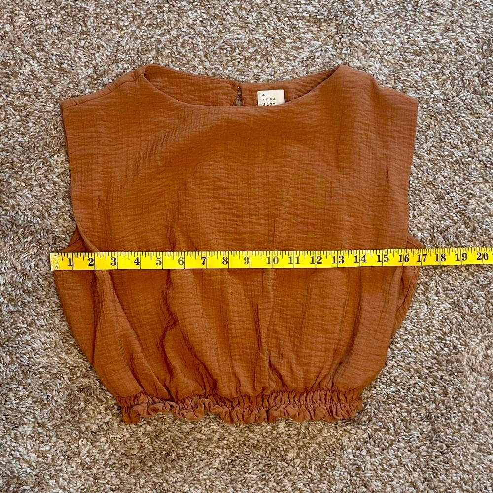A New Day, Rust Orange Textured Sleeveless Crop Top, Size S - Picture 8 of 8